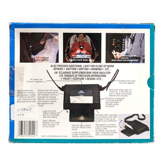 BEAM AND READ Portable Reading Working Light NIB 2 Ektron Extra Bulbs, New - Picture 2 of 6